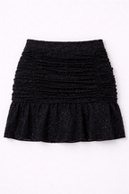 Black skirt with ruched waistband on a white background