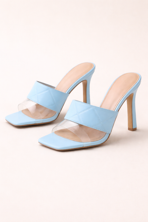 Bethi Quilted Mule Heel – Baby Blue