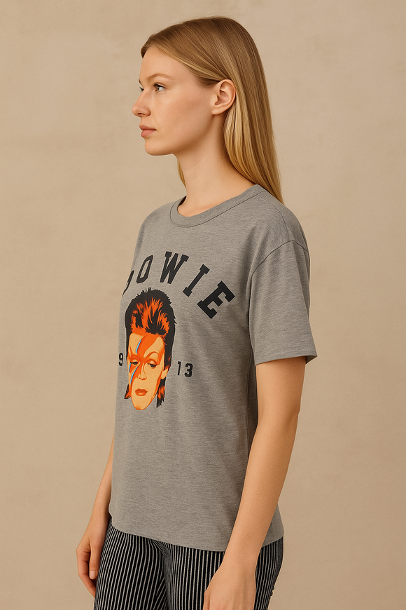 Vintage rock band David Bowie tee in gray