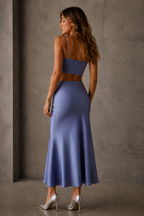 Iris Satin Midi Skirt