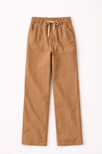 Camel Drawstring Straight-Leg Pants
