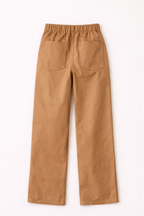 Camel Drawstring Straight-Leg Pants