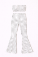 Striped Flare Pant Set – Strapless Two Piece