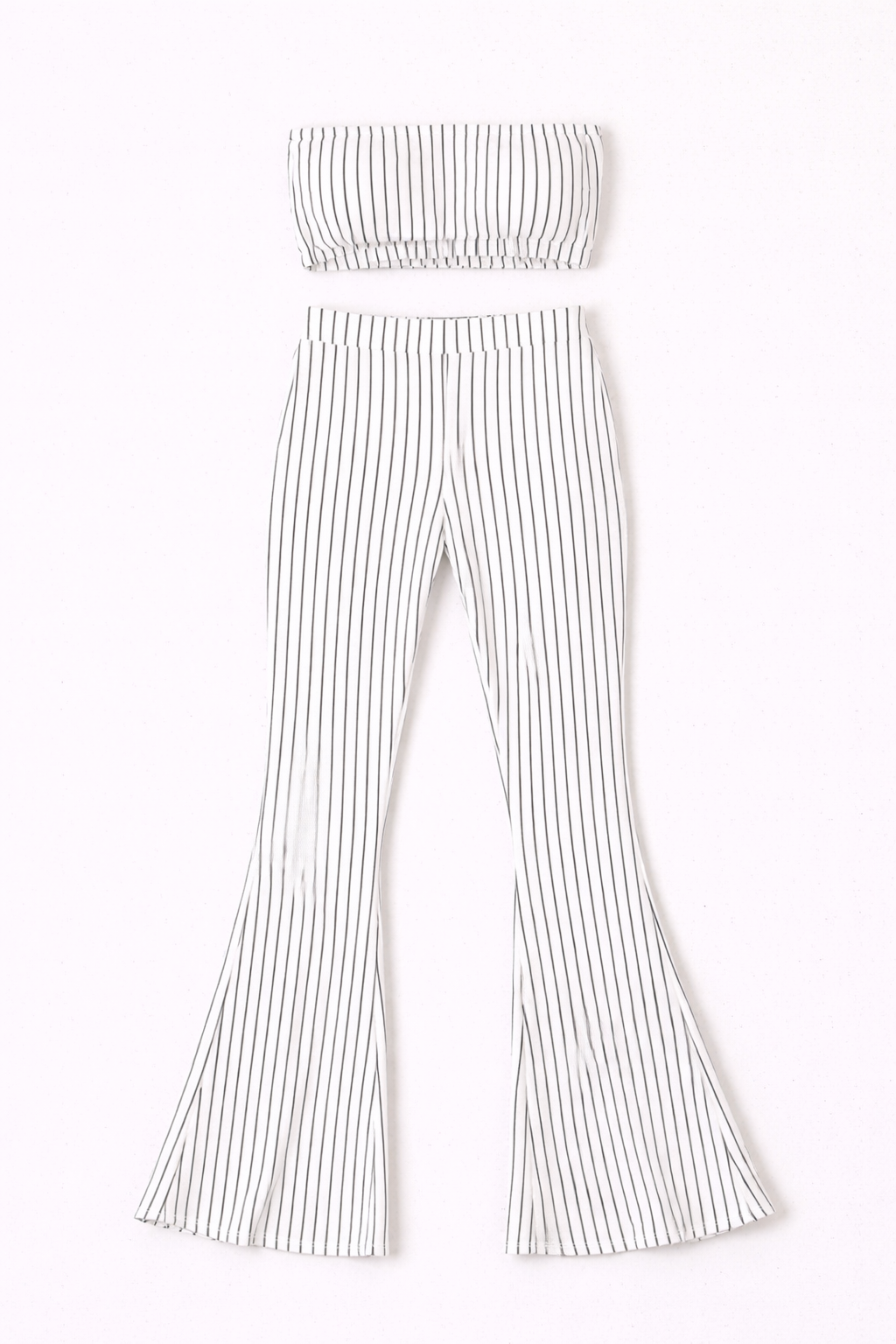 Striped Flare Pant Set – Strapless Two Piece